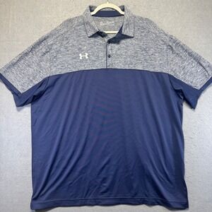 Under Armour Men's HeatGear Loose Fit Polo Shirt 2XL Navy Blue Heathered Gray